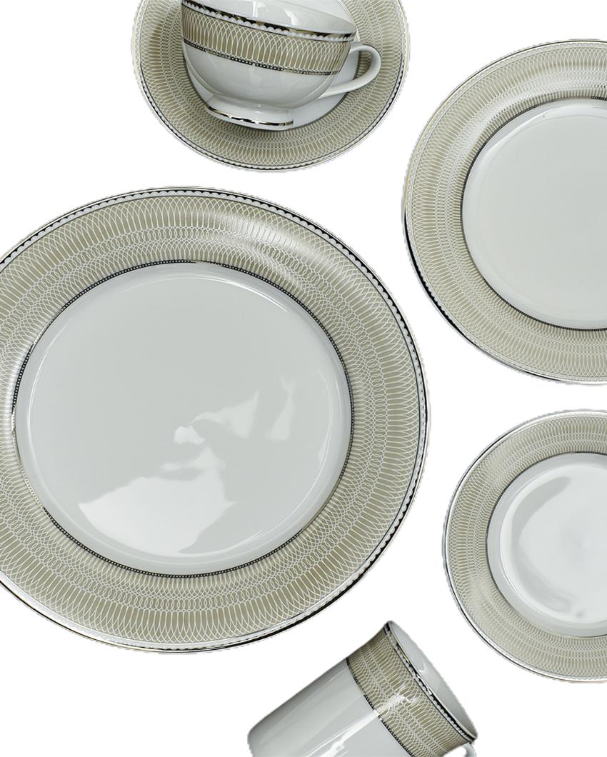 Shine Platin Porcelain Dinner Set | Set of 33