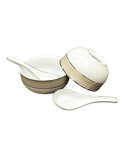 Shine Platin Porcelain Dinner Set | Set of 33