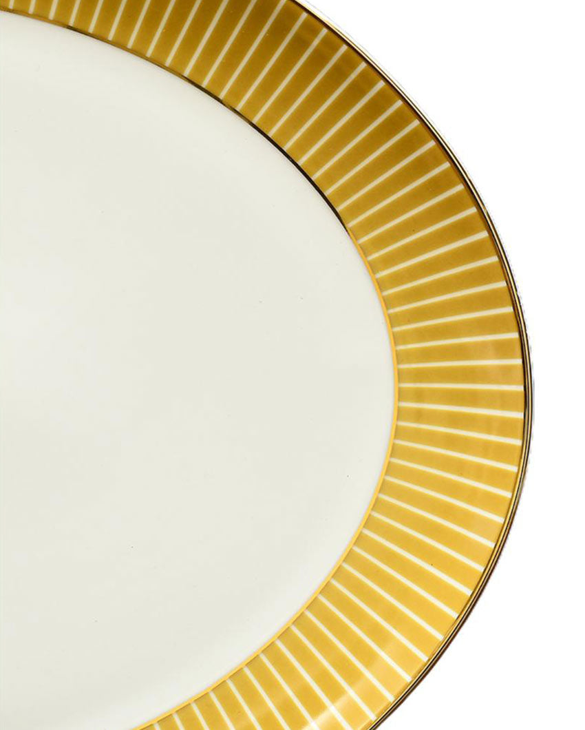 Mustard Iris Porcelain Dinner Set | Set of 21