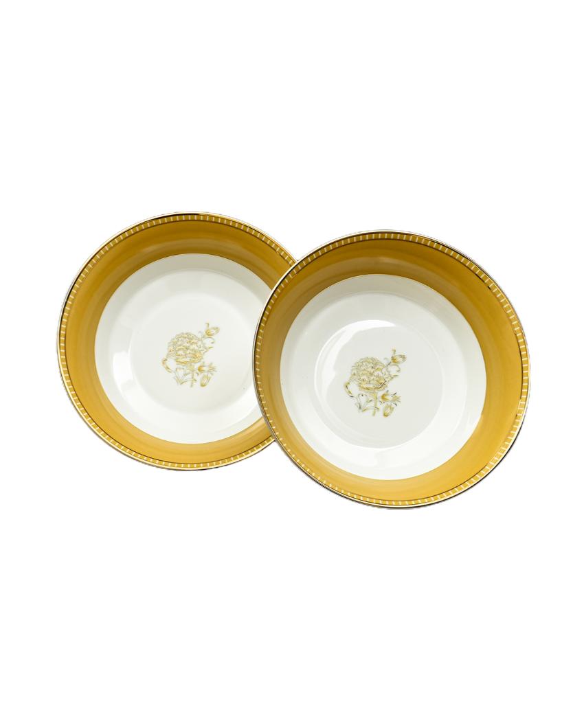 Mustard Iris Porcelain Dinner Set | Set of 21