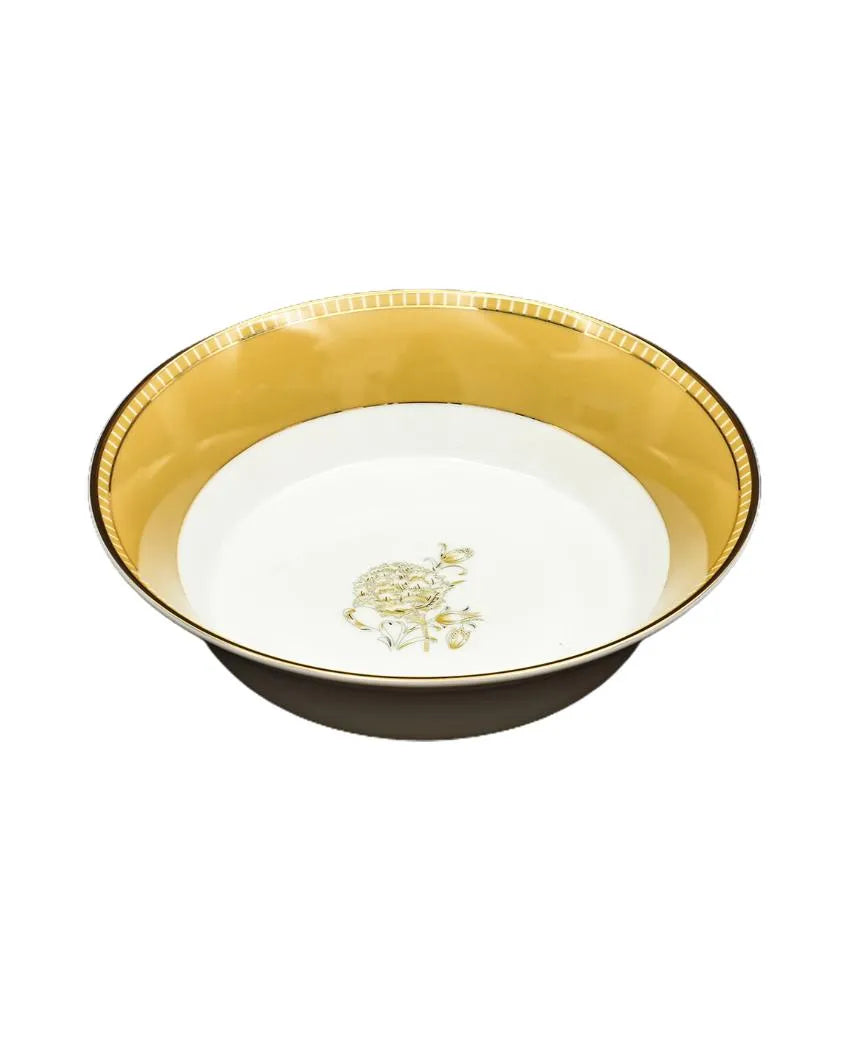 Mustard Iris Porcelain Dinner Set | Set of 21