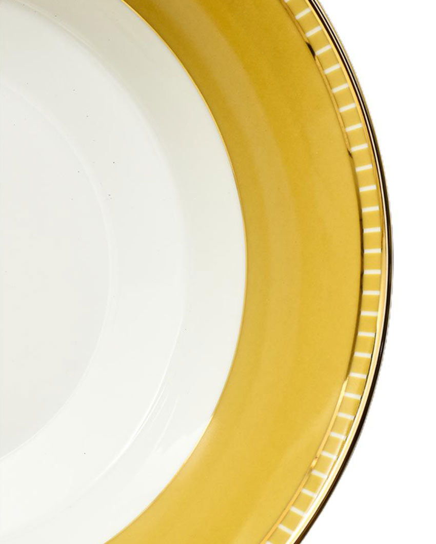 Mustard Iris Porcelain Dinner Set | Set of 21