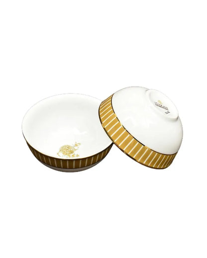 Mustard Iris Porcelain Dinner Set | Set of 21