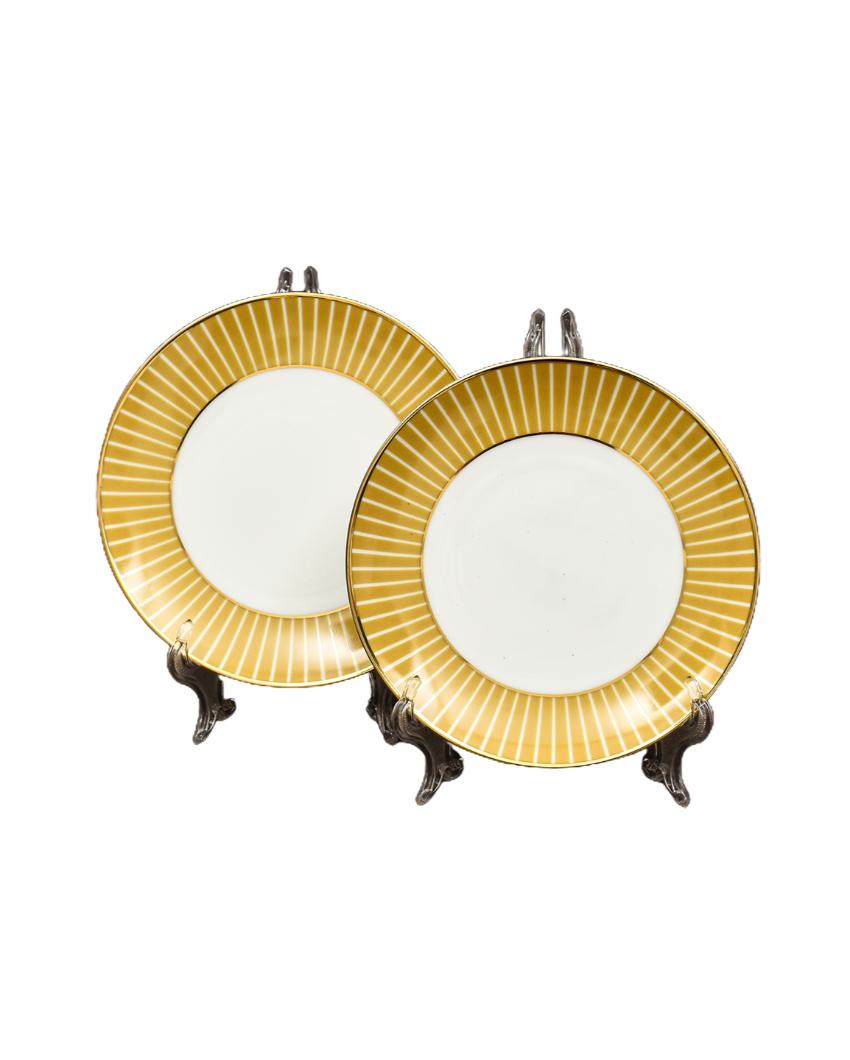 Mustard Iris Porcelain Dinner Set | Set of 21