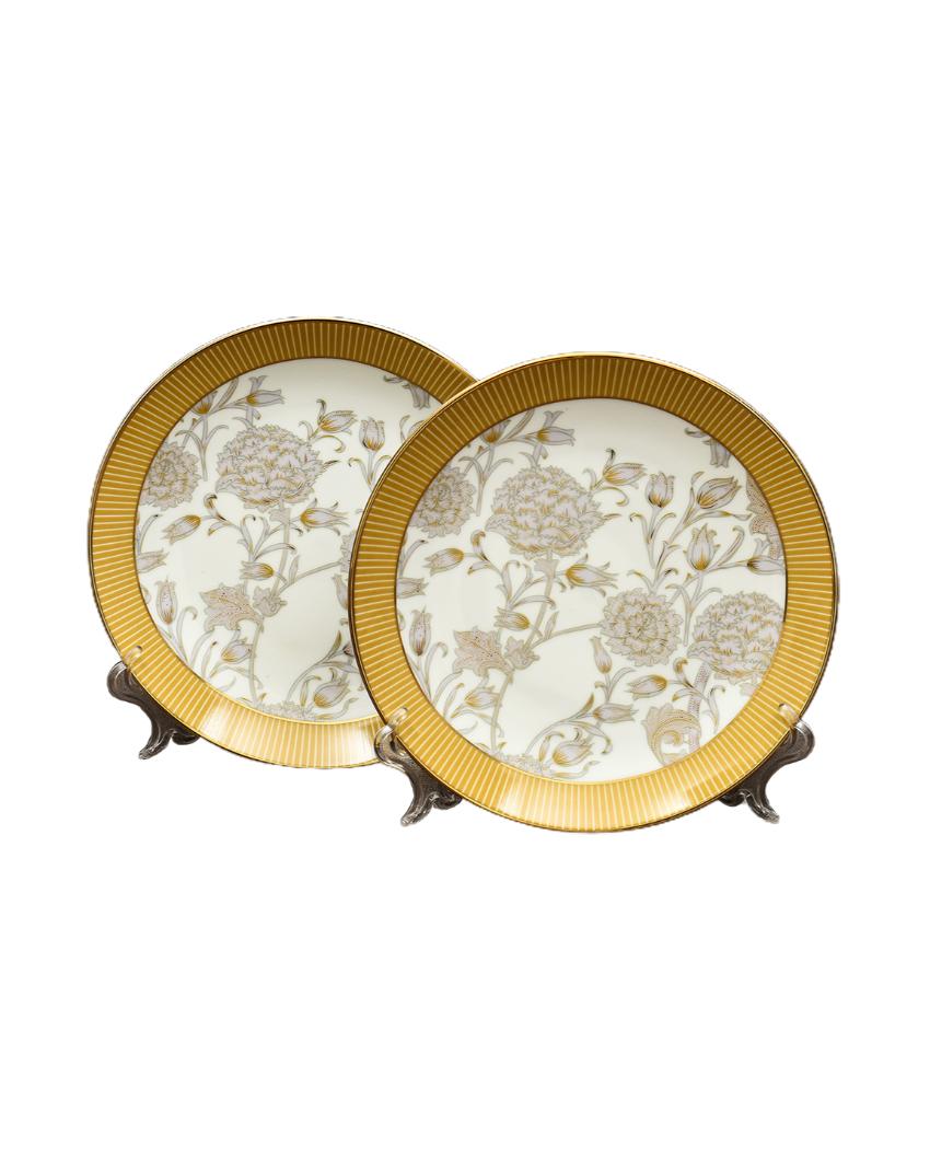 Mustard Iris Porcelain Dinner Set | Set of 21