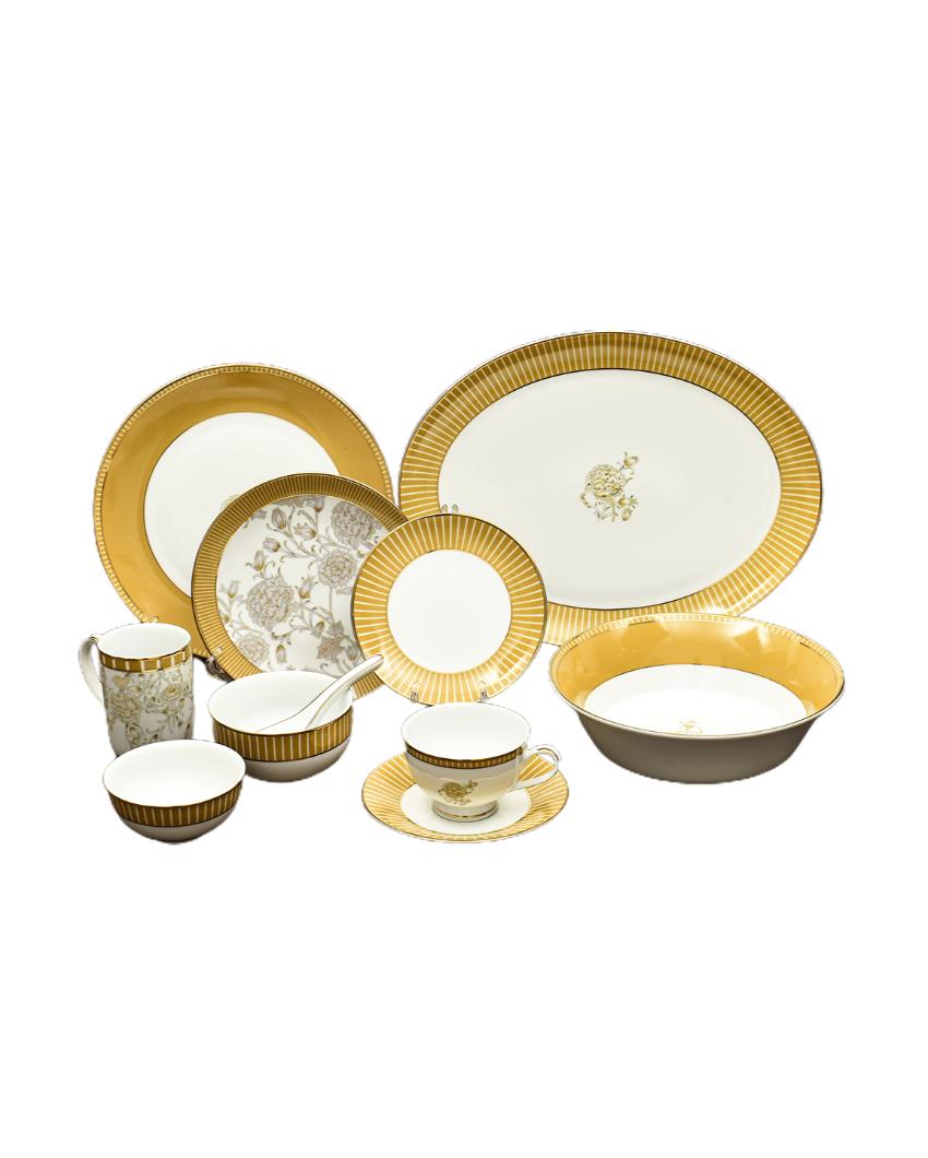 Mustard Iris Porcelain Dinner Set | Set of 33