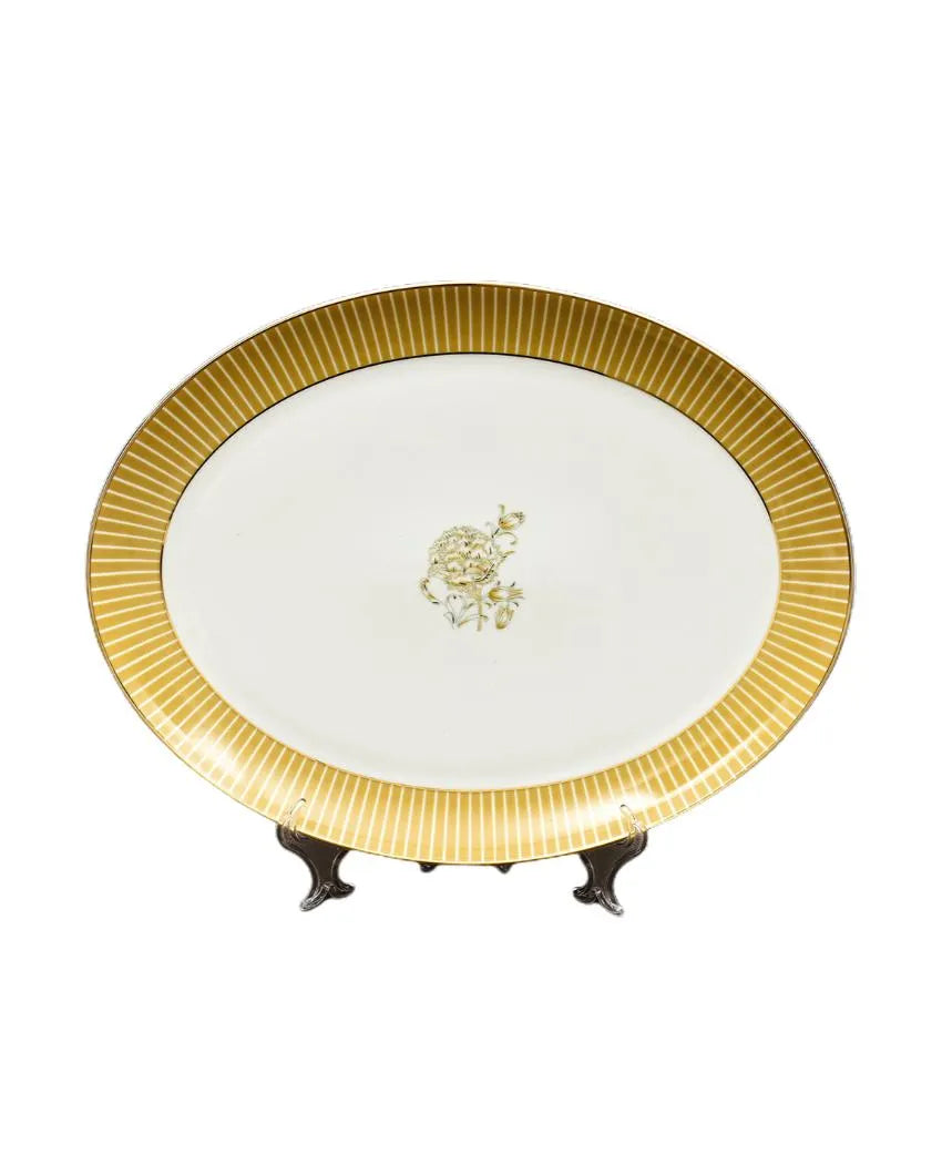 Mustard Iris Porcelain Dinner Set | Set of 33