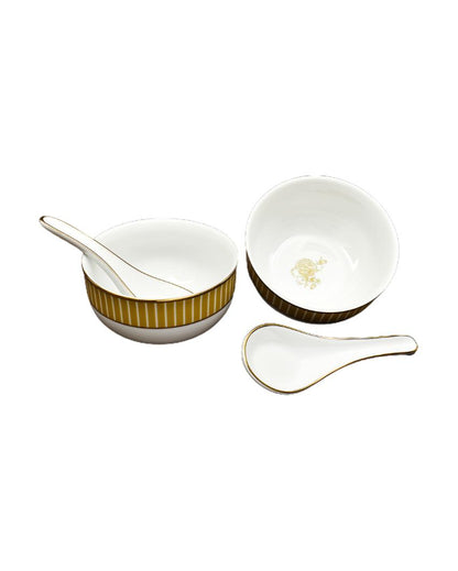 Mustard Iris Porcelain Dinner Set | Set of 33