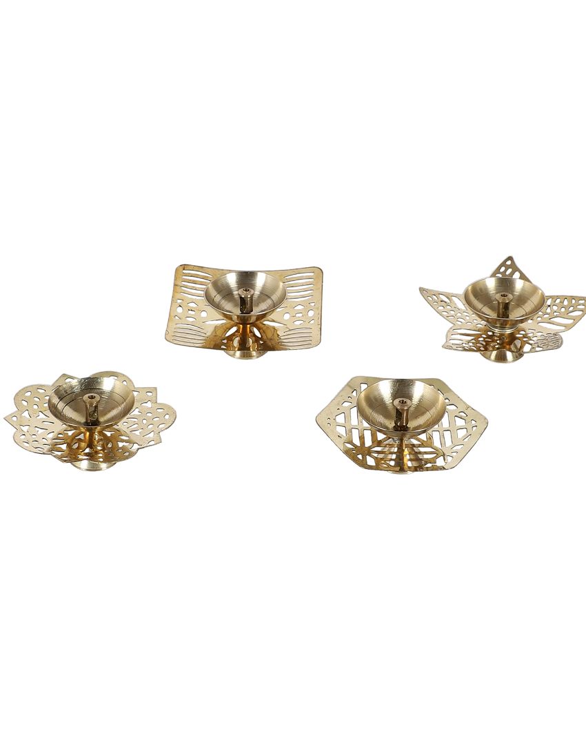 Etching Brass Gold Diya | Set Of 4