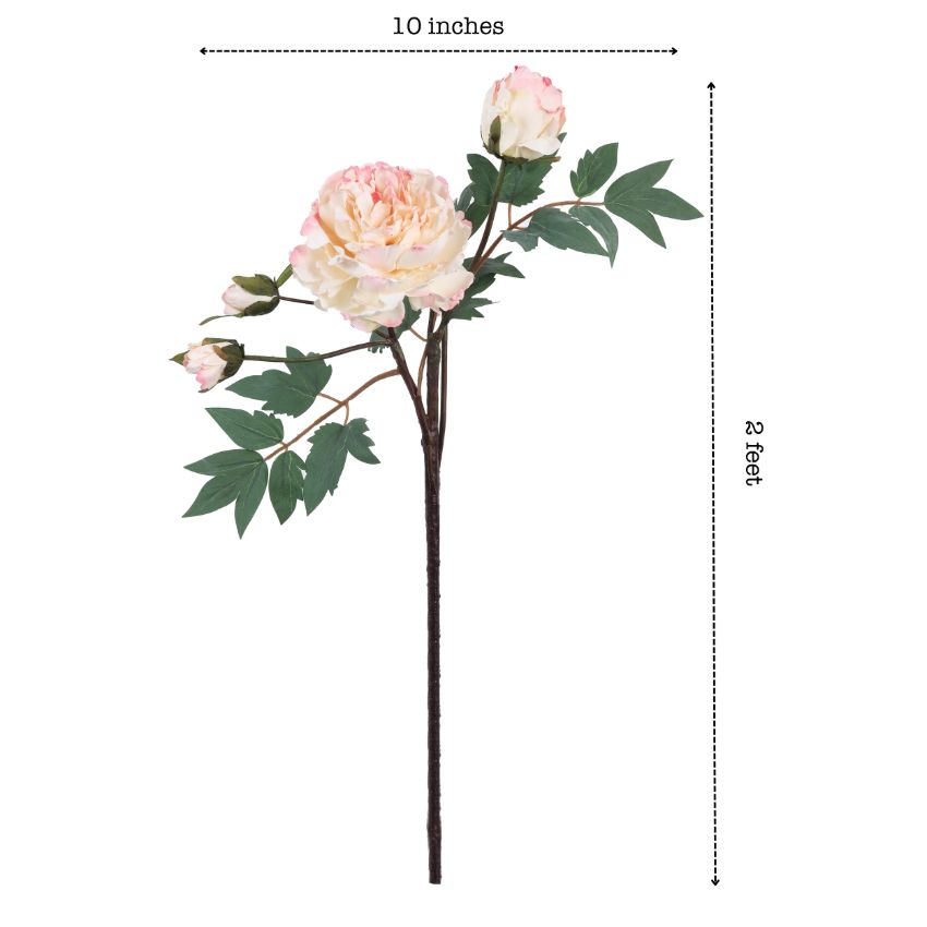Elegant Blooming Artificial Peony Flower Spray | 2 Feet