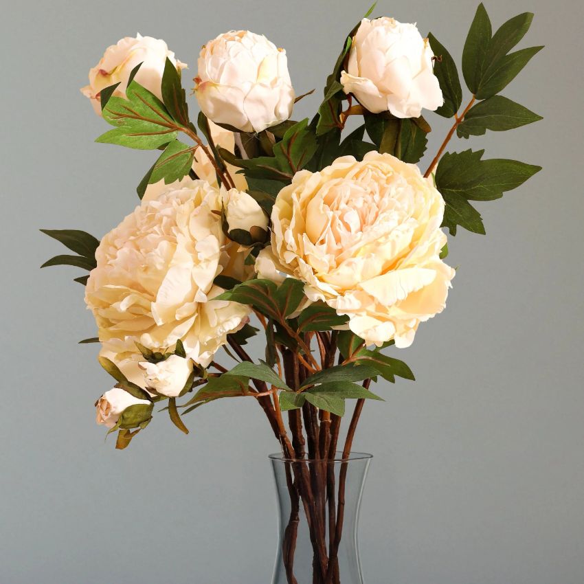 Elegant Blooming Artificial Peony Flower Spray | 2 Feet