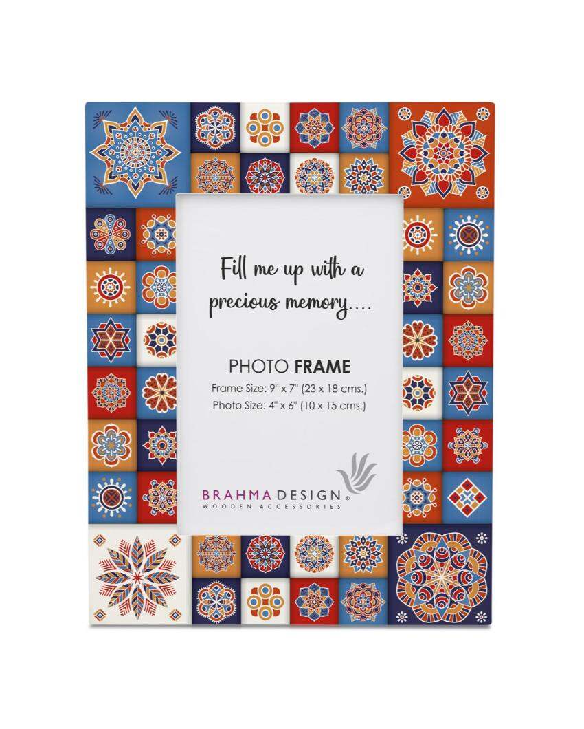 Charming Floral Tiles Design Multicolor Photo Frame | 9 x 7 inches