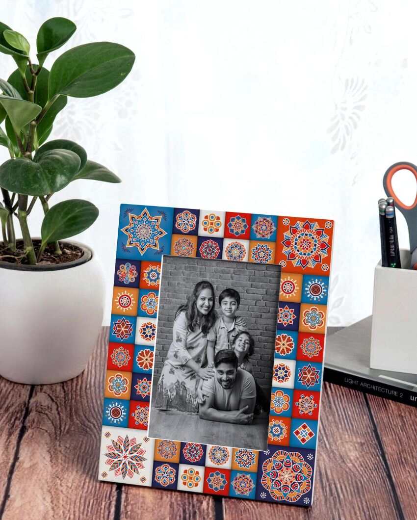 Charming Floral Tiles Design Multicolor Photo Frame | 9 x 7 inches