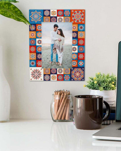 Charming Floral Tiles Design Multicolor Photo Frame | 9 x 7 inches