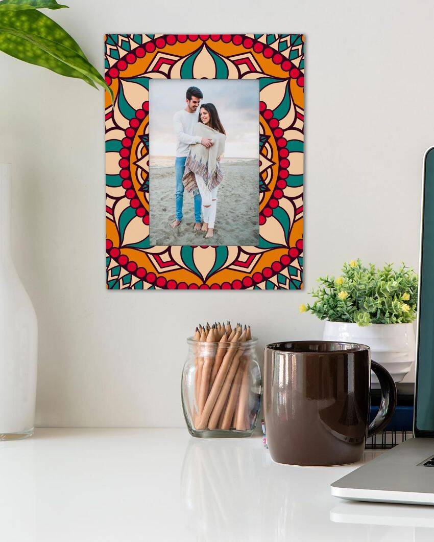 Vibrant Red Mandala Design Multicolor Photo Frame | 9 x 7 inches