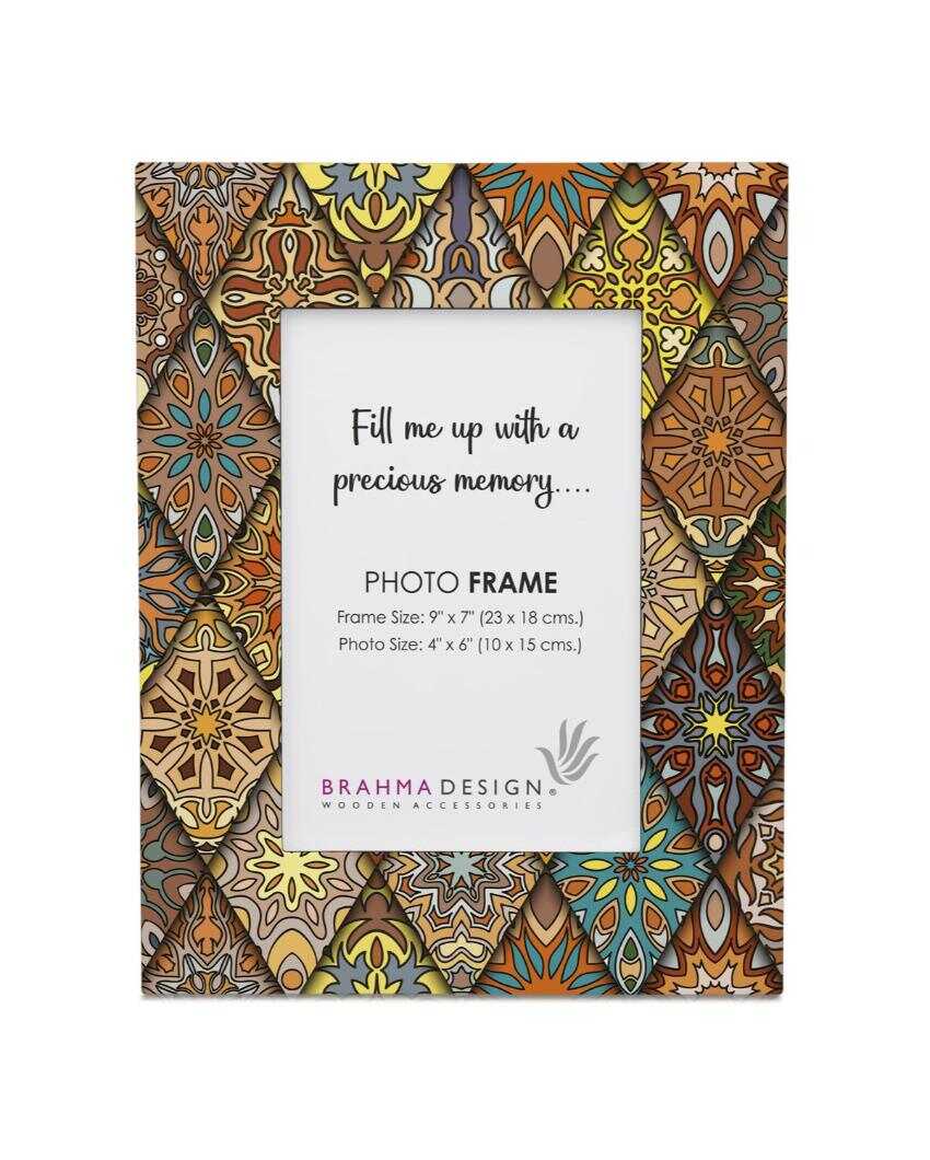 Modern Diamond Design Multicolor Photo Frame | 9 x 7 inches