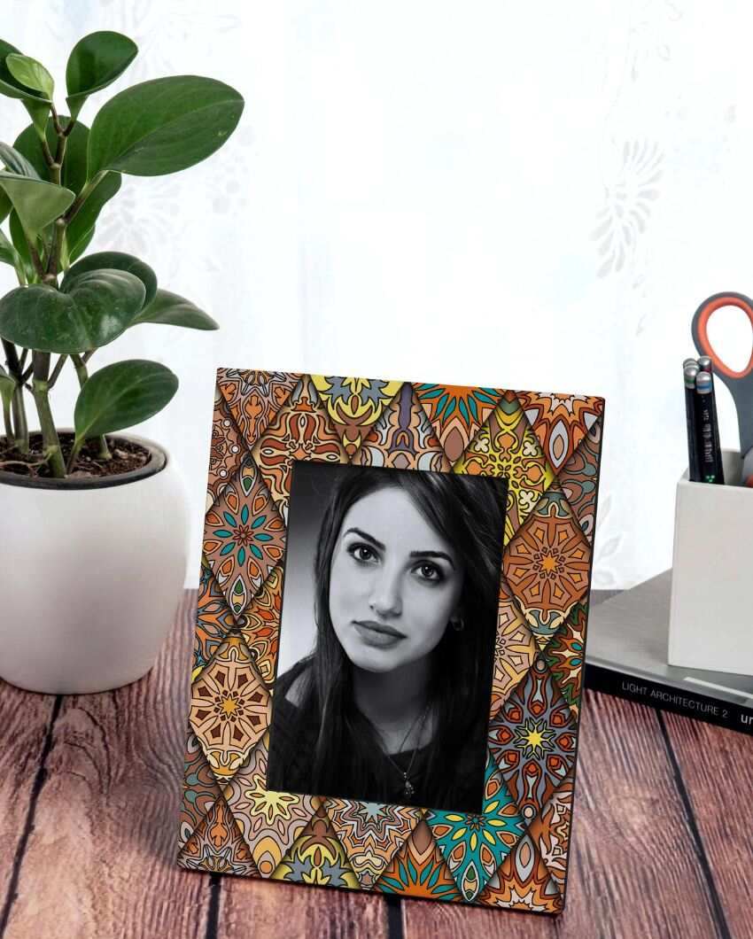 Modern Diamond Design Multicolor Photo Frame | 9 x 7 inches