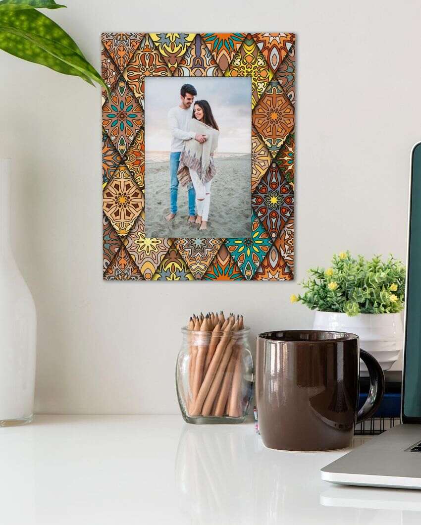 Modern Diamond Design Multicolor Photo Frame | 9 x 7 inches