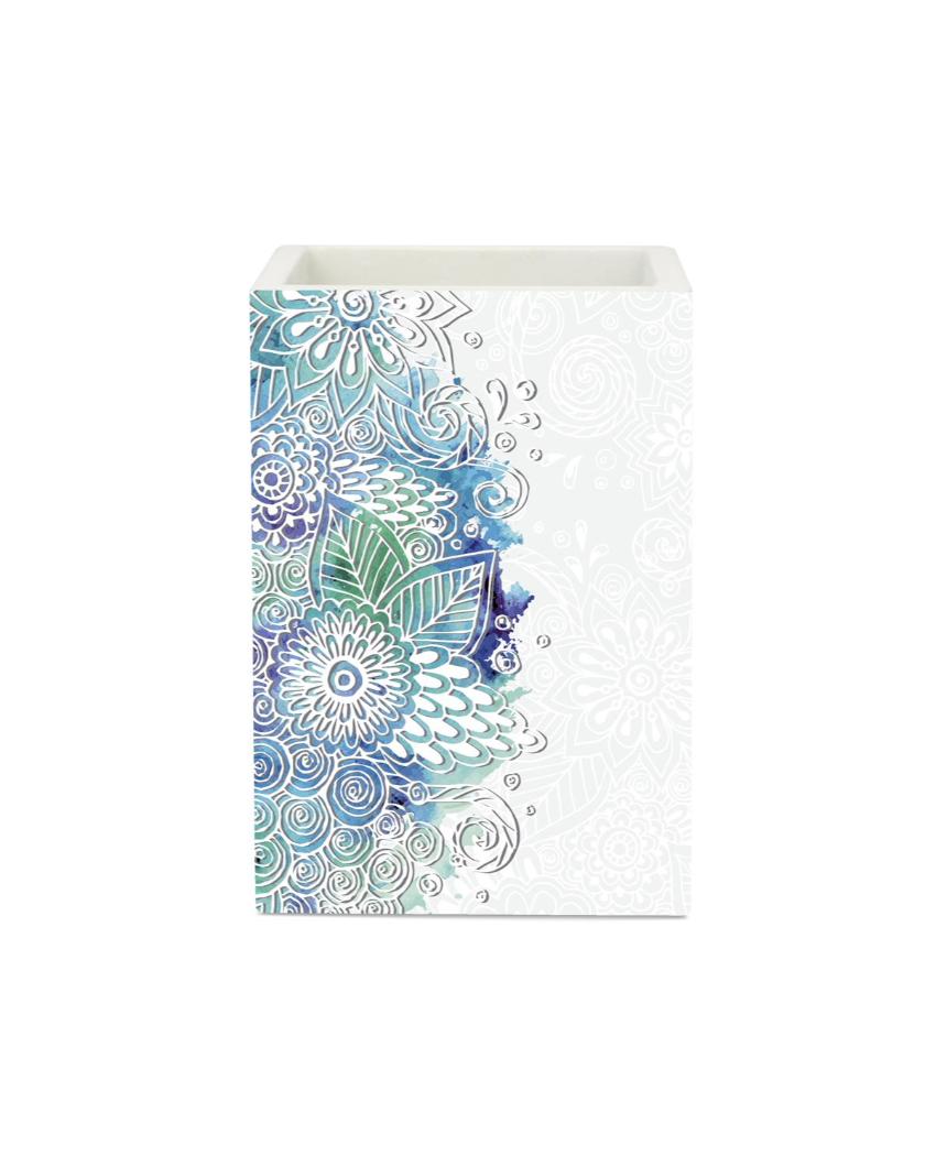 Creative Abstract Flowers Design White Pen Holder | 3 x 4 inches