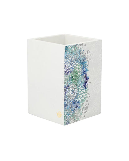 Creative Abstract Flowers Design White Pen Holder | 3 x 4 inches