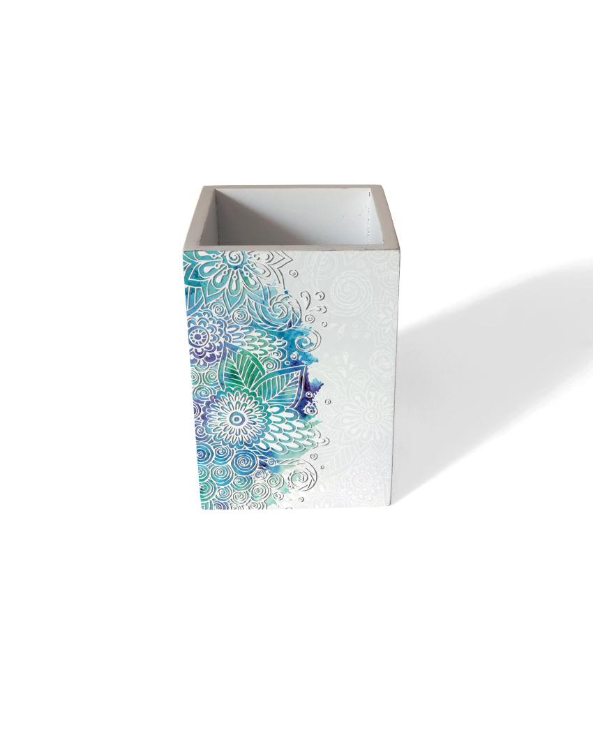 Creative Abstract Flowers Design White Pen Holder | 3 x 4 inches