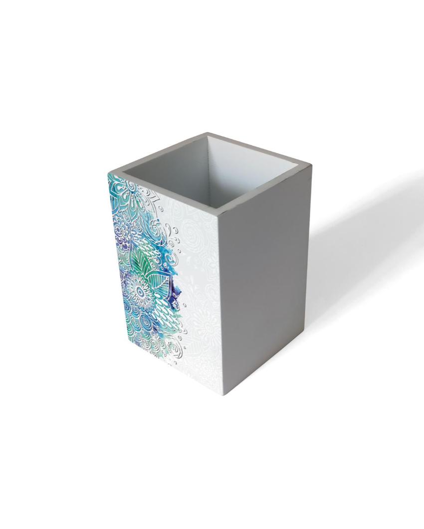 Creative Abstract Flowers Design White Pen Holder | 3 x 4 inches