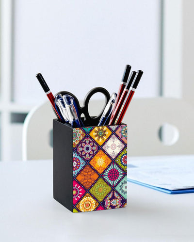 Vibrant Multi Mandala Design Multicolor Pen Holder | 3 x 4 inches