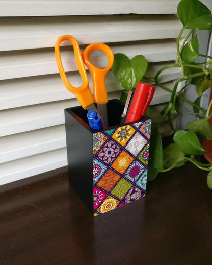 Vibrant Multi Mandala Design Multicolor Pen Holder | 3 x 4 inches