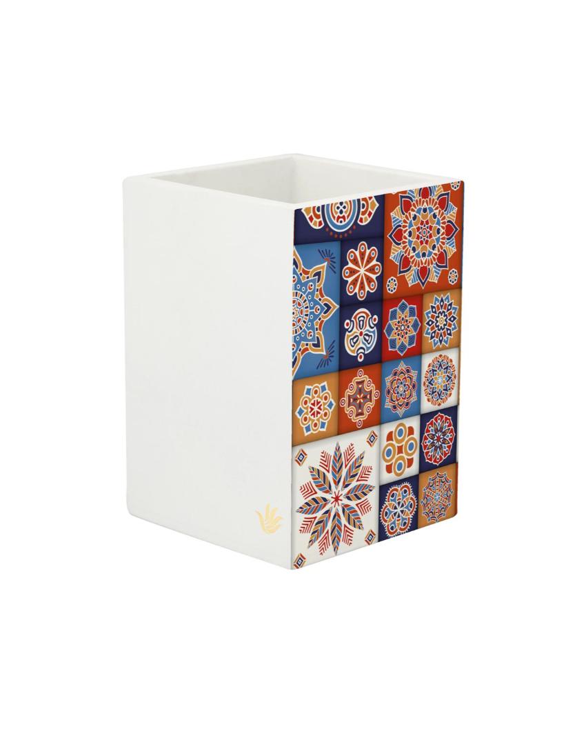 Charming Floral Tiles Design Multicolor Pen Holder | 3 x 4 inches