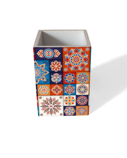 Charming Floral Tiles Design Multicolor Pen Holder | 3 x 4 inches