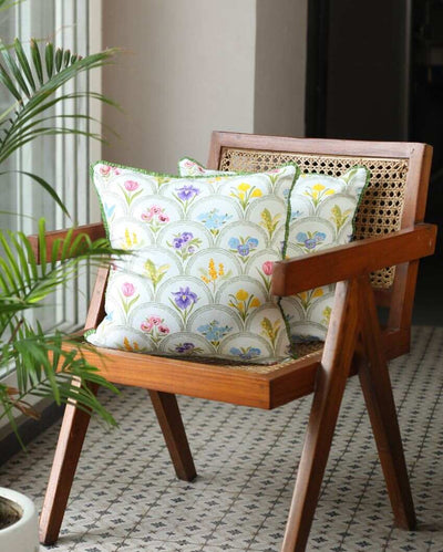 Attractive Phool Printed Cotton Cushion Covers | 16 x 16 inches