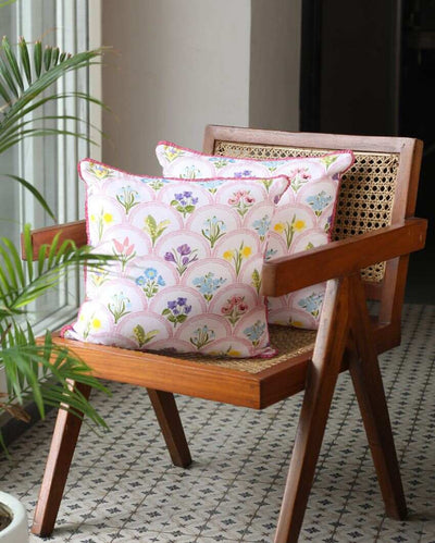 Phool Printed Cotton Cushion Covers | 16 x 16 inches