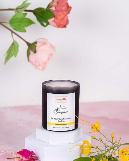 Hello Sunshine Positivity Candle Bright Citrus Scent for Cheerfulness | 22.86 x 20.32 cm / 9 x 8 inches