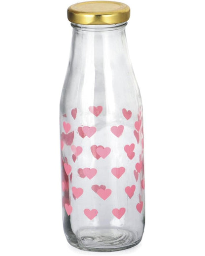 Heart Shaped Clear Glass Water and Milk Bottle for Daily Use Compact Size | 300 ML | 2 x 7 inches