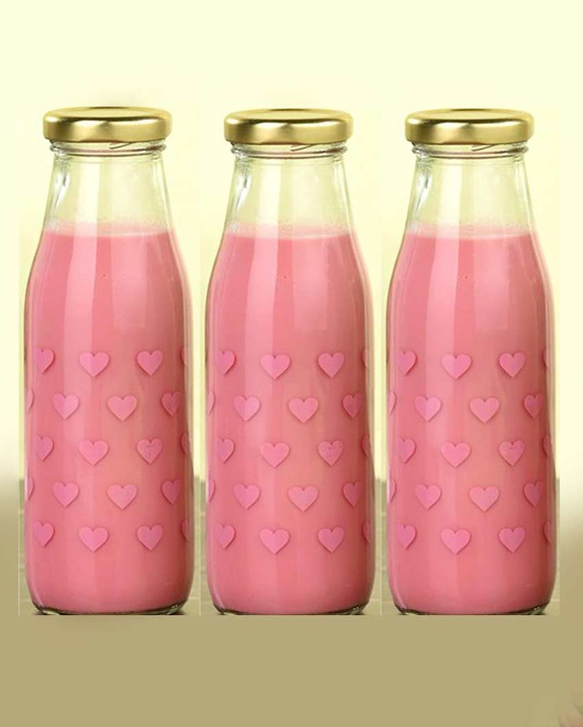 Heart Shaped Clear Glass Water and Milk Bottle for Daily Use Compact Size | 300 ML | 2 x 7 inches