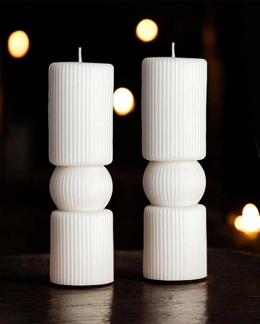 Elegant Ambiance Roman Pillar Soy Wax Candle | Set of 2 | 10.2 x 5.1 cm / 4 x 2 inches