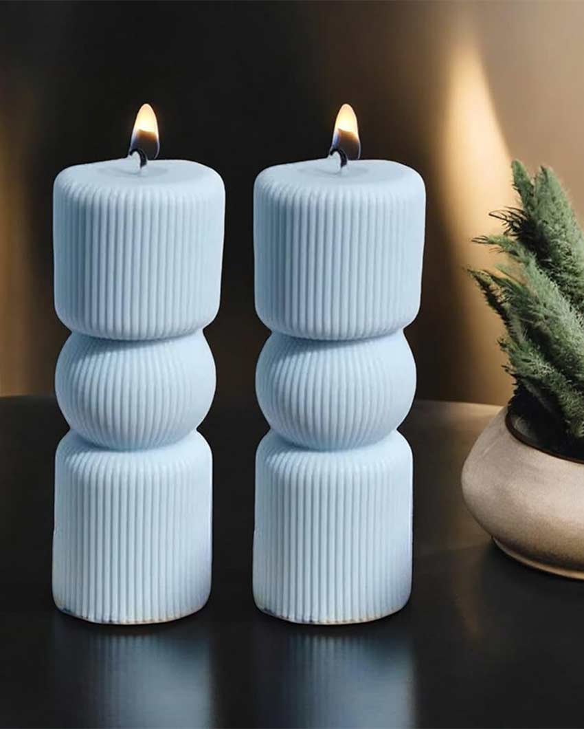 Elegant Ambiance Roman Pillar Soy Wax Candle | Set of 2 | 10.2 x 5.1 cm / 4 x 2 inches