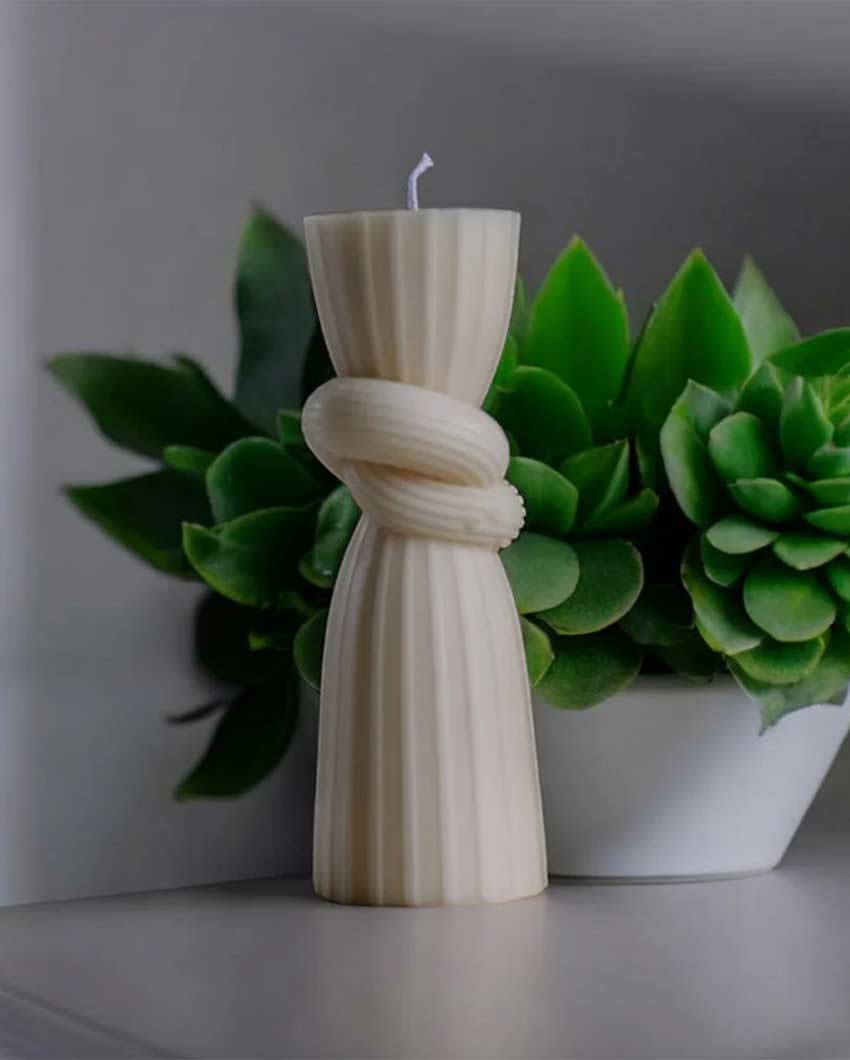 Contemporary Decor Knot Pillar Soy Wax Candle | Single | 15.2 x 5.1 cm / 6 x 2 inches