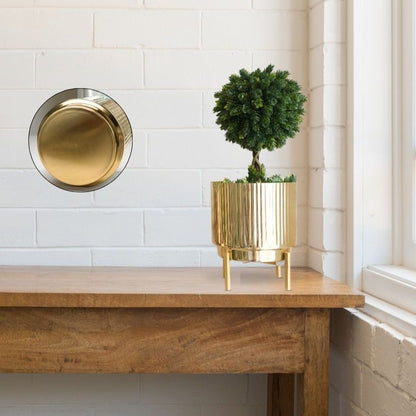 Premium Golden Finish Fluted Planter Without Plant