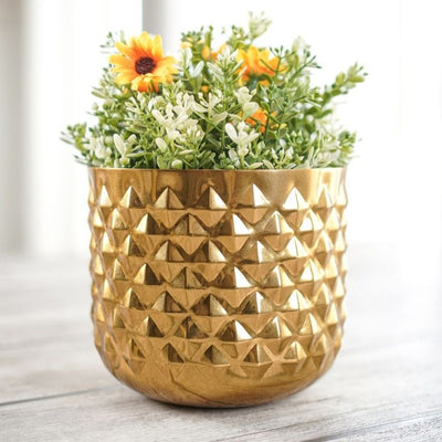 Beautiful Pineapple Design Golden Shade Planter without Plant | 6 x 5 inches