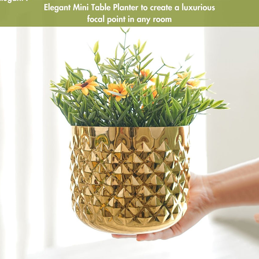 Beautiful Pineapple Design Golden Shade Planter without Plant | 6 x 5 inches