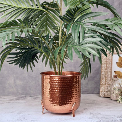 Leaf Leg Design Hammered Copper Finish Planter Without Plant | 6 x 6 inches