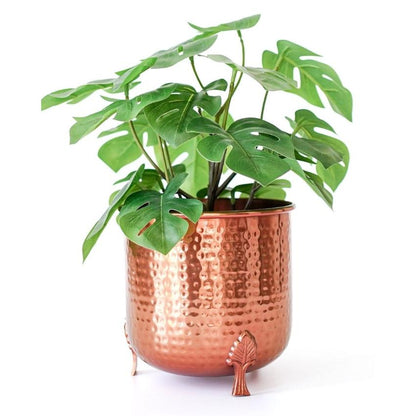 Leaf Leg Design Hammered Copper Finish Planter Without Plant | 6 x 6 inches