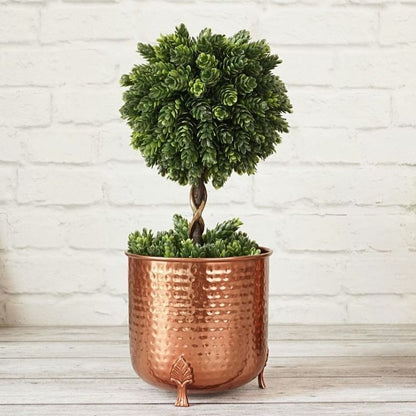 Leaf Leg Design Hammered Copper Finish Planter Without Plant | 6 x 6 inches