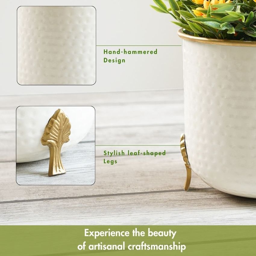 Beautiful Metal Leaf Leg Indoor Planter | 7 x 7 inches