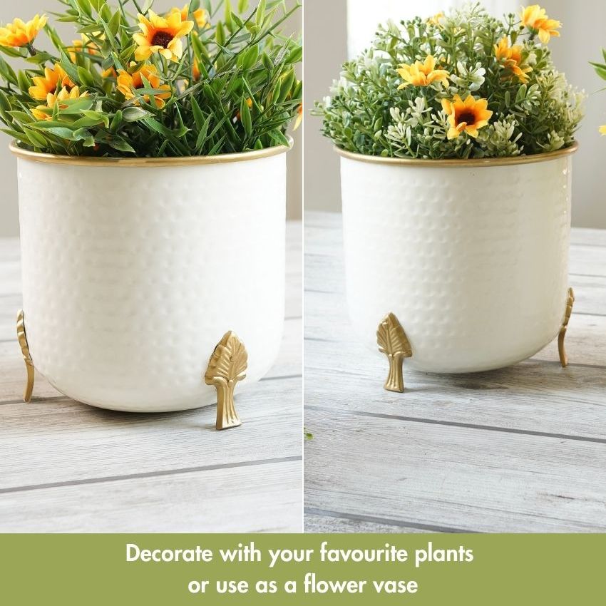 Beautiful Metal Leaf Leg Indoor Planter | 7 x 7 inches