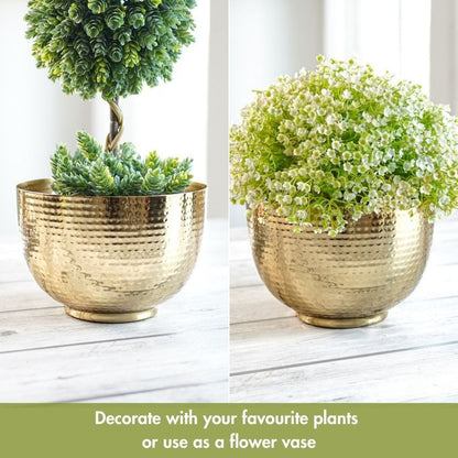 Elegant Golden Design Hammered Bowl Planter | 8 x 6 inches