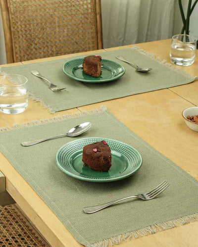 Hara Green Table Placemats | Set of 2 | 13 x 19 inches