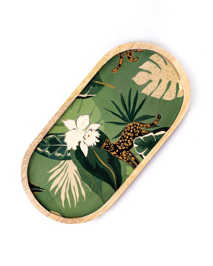 Green Jungle Wooden Platter With Bowl
