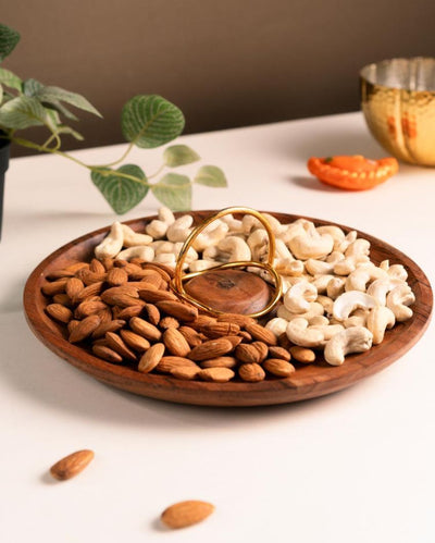 Elegant Wooden Round Platter Tray | 10 inches